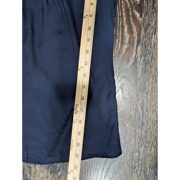 Boden Blouse Womens US 4 Navy Blue Short Sleeve Pleated Silk Blend Top Work - Picture 7 of 7